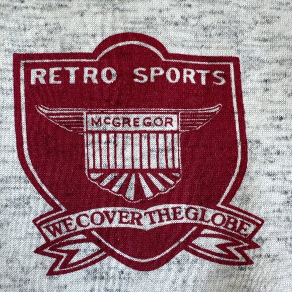 Vintage McGregor‎ Retro Sports Crewneck Henley Sweatshirt Mens XXL Grey Red - Picture 2 of 12